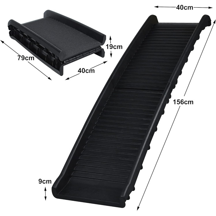 Рампа для собак, спідниця для собак з пластику, неслизька, 156 x 40 см, для великих і маленьких тварин (з папером з замороженим ефектом)