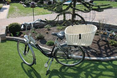 Корзина для велосипеда Marcus Hundefahrradkorb XXL для собак та котів, з плетіння лози та металевою сіткою, з подушкою