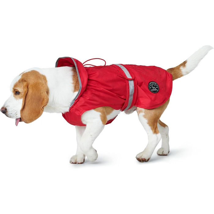 Дощовик для собак HUNTER UPPSALA RAIN, червоний, водонепроникний, вітростійкий, регульований пояс, світловідбиваючий, еластичні петлі на ніжках, компактно пакується, легко чиститься, можна прати, розмір 45