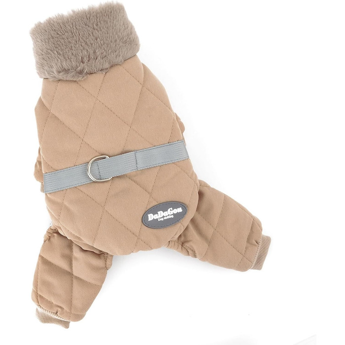 PAIDEFUL Зимовий теплий одяг для собак, з флісовою підкладкою, стьобаний з світловідбиваючим поясом, комбінезон на 4 лапи, пухнастий комір, м'який, вітронепроникний, для цуценят, осінь-зима, розмір XL (спина 35см, груди 47см), колір хакі