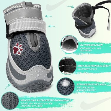 Взуття для собак SlowTon: 4 шт. захист лап, дихаючі, з неслизькою підошвою, регульовані, світловідбиваючі, водонепроникні. Підходять для собак маленьких, середніх та великих порід
