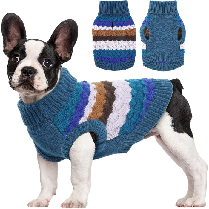 Теплий зимовий пуловер для собак Kuoser, блакитний, розмір M