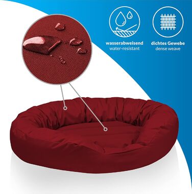 BedDog® Hundebett Sunny: велике овально-кругле лежанка для собак з Cordura, XXXL, RED-WINE (червоний), 150 x 120 x 23 см