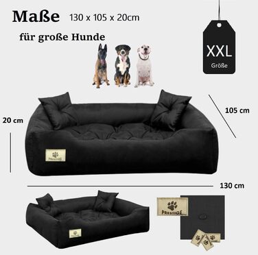 Крісло-ліжко для собак великих порід, XXL, 130 x 105 см, водовідштовхувальне, ортопедичне, чорне