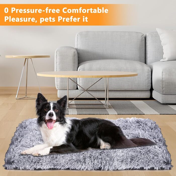 Крісло-ліжко для собак середніх порід з антиковзним дном, миється, довгий плюш, 65x50x7 см, колір - градієнт сірого