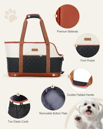 Транспортна сумка для собак та котів до 5 кг, чорно-бежева