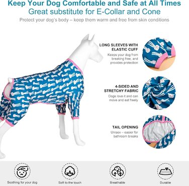 Піжама для собак LovinPet Pitbull, розмір M: блакитний піжамний костюм з принтом восьминога, зручний та легкий для великих собак