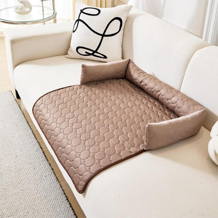 Охолоджуюче ліжко для собак, ліжко-софа для собак, 90х90 см, кавовий колір