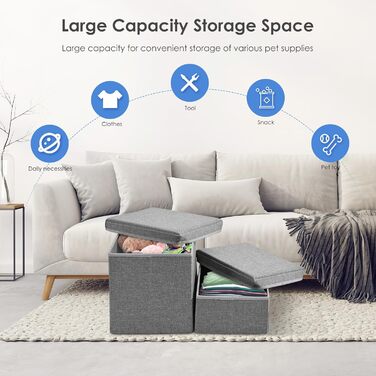 Сходинки для собак маленьких порід, складані. Сходи для котів з ящиками для зберігання. Сходи для домашніх тварин на диван та ліжко (2 сходинки)