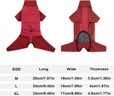 Водонепроникний зимовий одяг для собак: теплий, вітрозахисний зимовий одяг для малих та середніх собак, розмір M, червоний колір. Ідеально для прогулянок, походів та кемпінгу на природі.