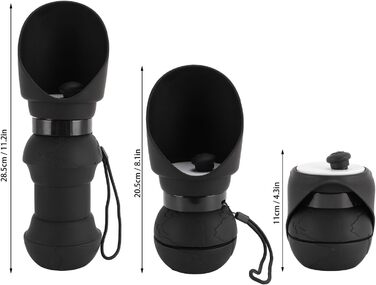 Складана пляшка для води для собак, силіконовий напійник для тварин, диспенсер для води для цуценят, дорожній напійник для собак, для прогулянок та походів (чорний)