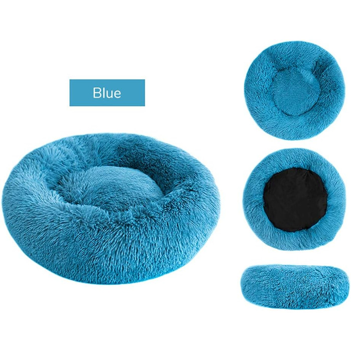 Кругле м'яке ліжко для собак та котів, блакитне, діаметр 60 см. З вологостійким дном.