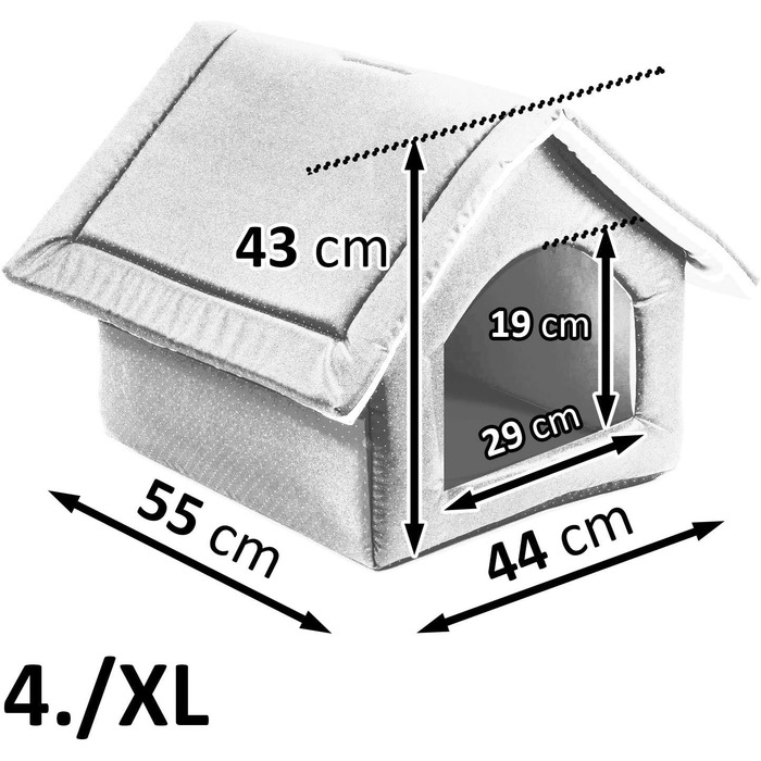 Елегантний будиночок для собак XL 44x55x43 см, сірий і синій, будка для середніх і великих собак, котячий будиночок