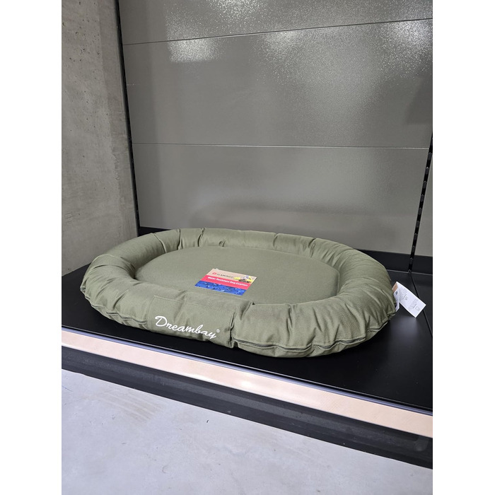 Кругле собаче ліжко Flamingo Dreambay для великих собак (Лабрадор, Голден Ретрівер), 100x75x15 см, зелене