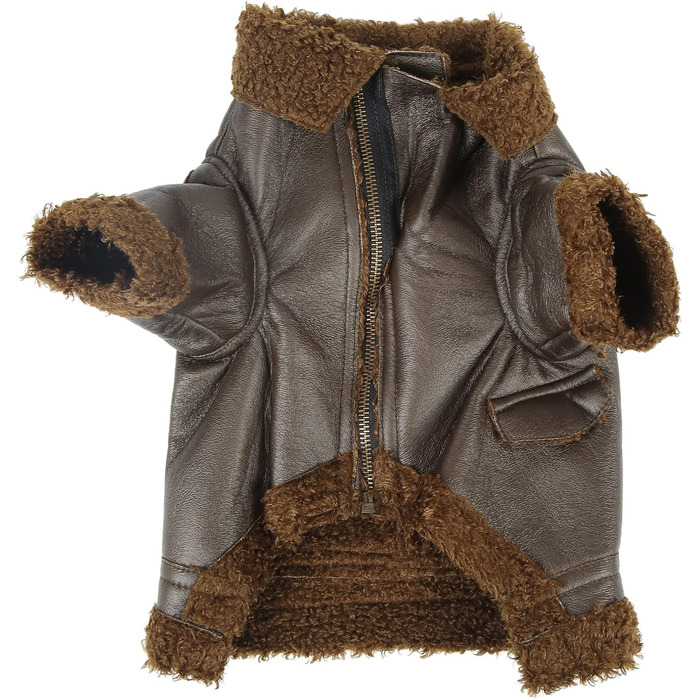 Зимовий шкіряний теплий одяг для собак Pssopp, куртка з PU-шкіри, зручний підклад з фетру, для маленьких, середніх та великих собак, розмір M