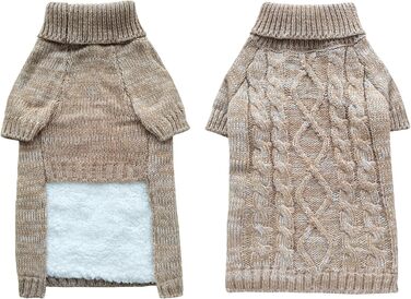 В'язаний пуловер для собак, теплий та м'який, для зими, для цуценят, підходить для собак та котів (S, Хакі)