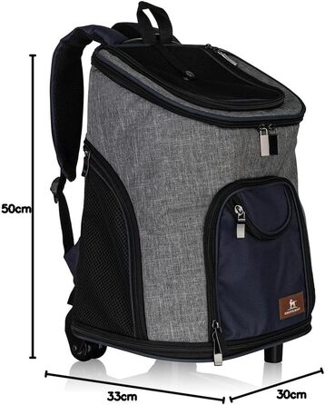 Рюкзак для собак Knuffelwuff з ручкою-телескопом та колесами 33x30x50 см