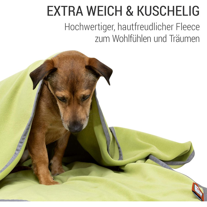 М'яка флісова ковдра для собак Doctor Bark, 100x70 см, зелений колір, Made in Germany. Можна прати до 95°C. Гігієнічна, тепла та зручна ковдра для собак на диван або в ліжечко.