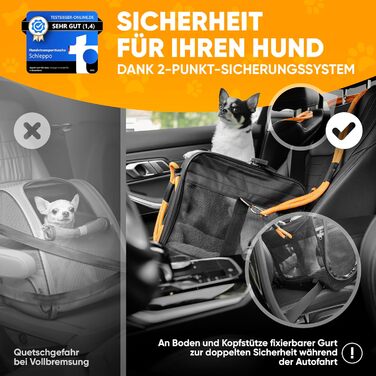 Транспортна сумка для собак Schleppo, 7 кг, дихаюча - для автомобіля та дому - водовідштовхувальна та безпечна - також підходить для транспортування котів - переноска для собак