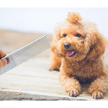 Гребінець для собак Andiker з нержавіючої сталі, щітка для догляду за шерстю, підходить для малих, середніх та великих тварин, котів, коней (L) Large