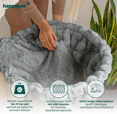 HAPPYPET універсальна XXL лежанка для котячого дерева, Ø 45 см, гамак для великих котів (Мейн-кун), витримує до 20 кг, кремова