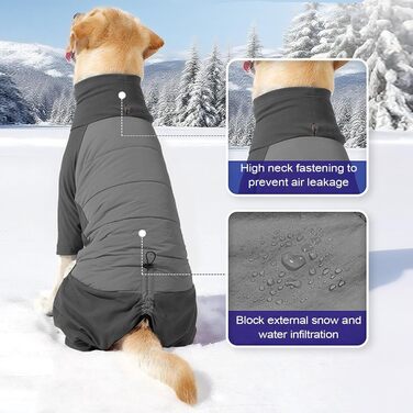 Зимовий одяг для собак: теплий, вітронепроникний зимовий жилет з коміром для малих, середніх та великих собак. Ідеально для прогулянок, походів та кемпінгу. Колір сірий, розмір L (також доступний розмір M).