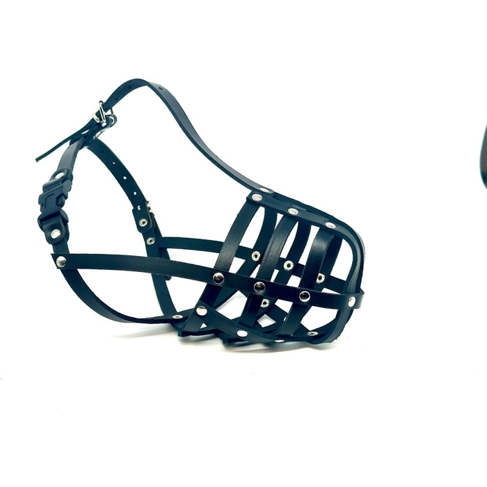 Шкіряна маска для собак Bullterrier та інших коротконосих порід (L&J Pets, чорна, BT2)