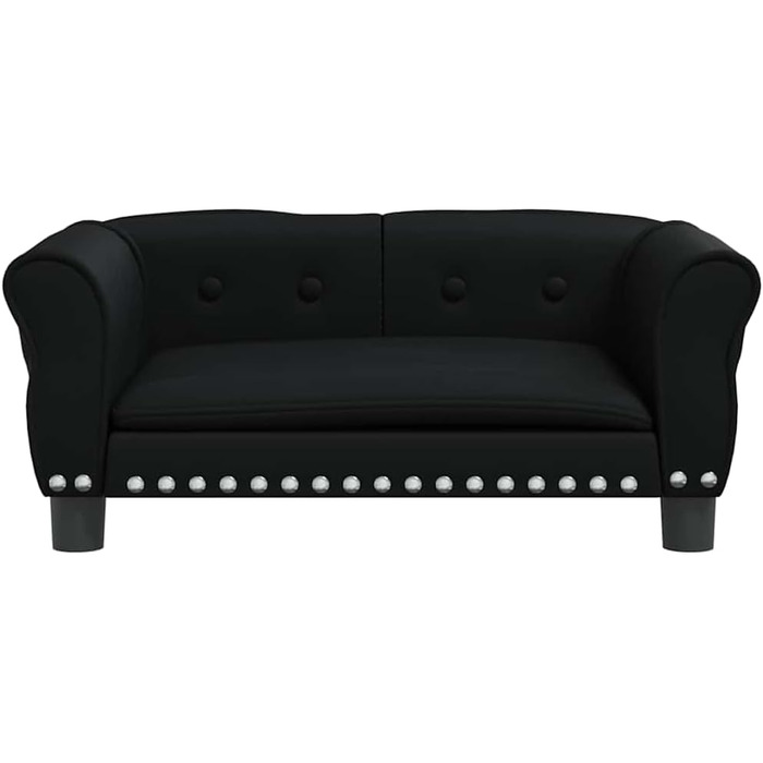 Софа для собак, зручне ліжко для домашніх тварин, лежанка для собак з штучної шкіри, ліжко для цуценят, диван для домашніх тварин, будочка для собак великих та середніх порід, сучасний та елегантний дизайн (70x45x30 см, чорний)