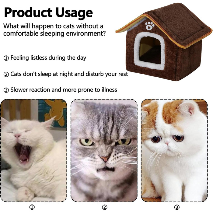 Кімната для домашніх тварин Galatée: тепле ліжко-печера для котів, миле складне котяче будиночок, зручне ігралу для собак, цуценят, кошенят та кроликів (M, сірий)