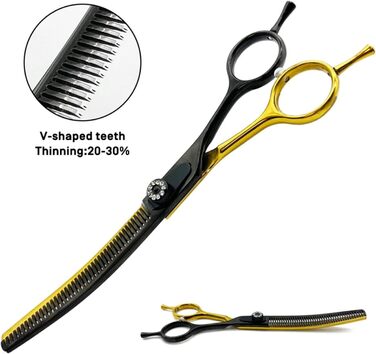 Професійна філірувальна ножиця Profi 7,5 дюймів для собак, котів та інших домашніх тварин. Нержавіюча сталь 440C, витончене проріджування 20%-30%