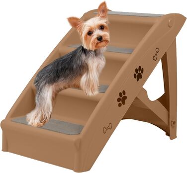 Сходинка для собак та котів з 4 сходинками, коричнева. Зручна рампочка для тварин, для підйому та лазіння.