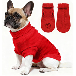 Вовняний пуловер для собак з коміром-стійкою, теплий та м'який, червоний, розмір M, для відпочинку, однотонний (Getaway Solids)