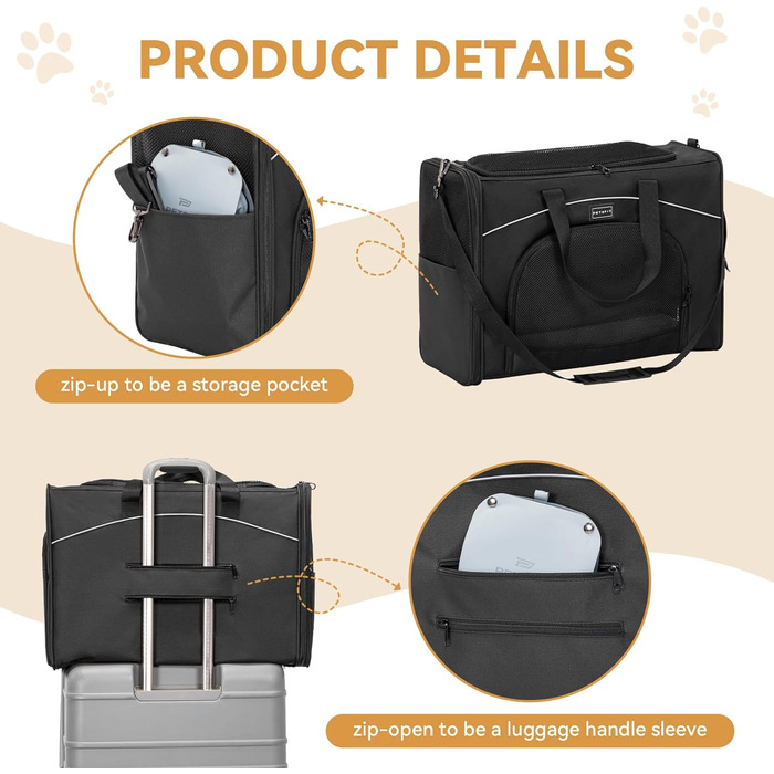 Транспортна сумка для собак та котів Petsfit 55x40x23, авіаперельоти, авто, поїзд | Чорний колір