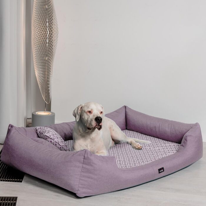 Ортопедичне ліжко для собак Tierlando® Ellen з матрацом з піною з пам'яті та текстурованою облямівкою. Розмір: 90x75 см, колір: рожевий. Підходить для великих і маленьких собак.