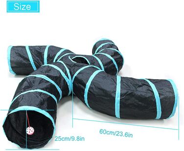 Туннель для котів Bemodst 4-Way, інтерактивна іграшка-лабіринт для кошенят, кроликів, щенят, хорячків, морських свинок