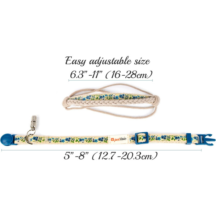 Нашийник для кота Pettsie з безпечною застібкою та браслетом дружби, міцна бавовна, D-подібне кільце для аксесуарів, регульований розмір 19-29 см, (12,7 - 20,3 см, блакитний)