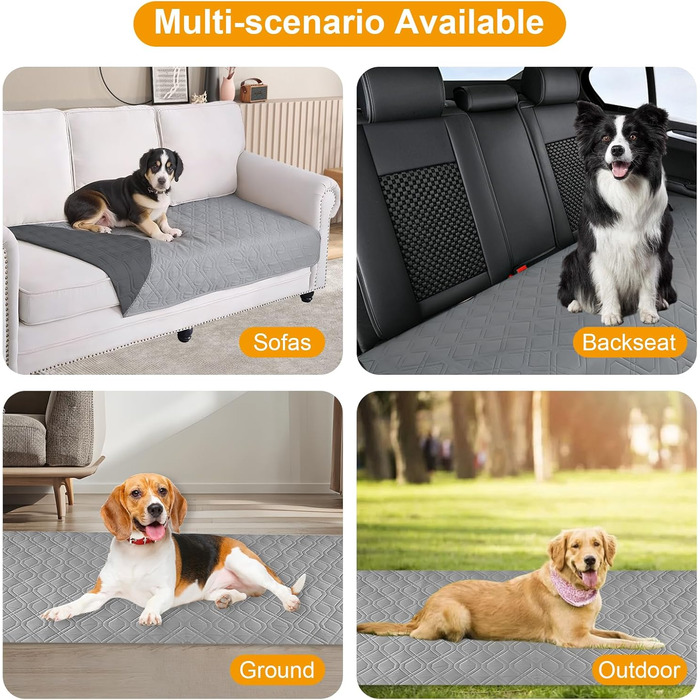 Водонепроникний килимок для собак Dokeno - двосторонній, м'який, для великих та маленьких собак/кішок, захист для дивану, ліжка та авто, придатний для прання (132 x 213 см)