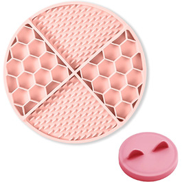 Килимок для лизання домашніх тварин з присосками та кришкою від банки для собак та котів, харчовий силікон, повільне годування, інтелектуальна іграшка-головоломка, килимок для ласощів, неслизький, для заспокоєння та розваги, персиковий (пісочний)