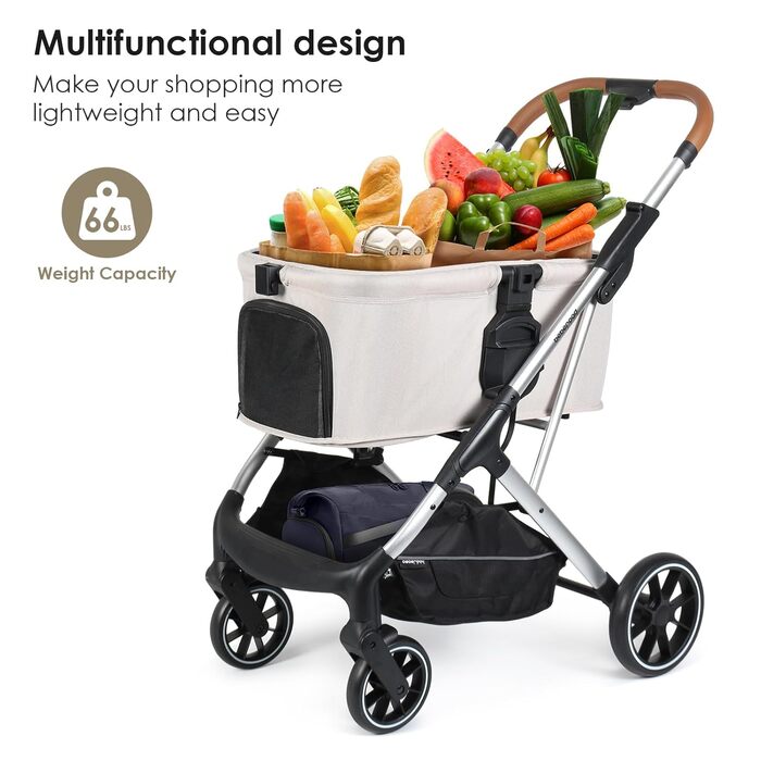 Дитяча коляска для тварин T6 Luxus, для собак середніх розмірів (до 30 кг) та котів, складна, знімний дах (Бежевий)