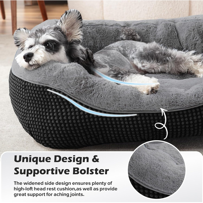 Ортопедичне ліжко для собак Invenco, розмір M, чорне. М'яке, тепле, з неслизьким дном (30x24x9 см)