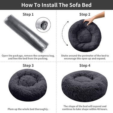 Кругле ліжко для котів та собак, 60 см, м'яке, миється, плюшеве, сірий колір