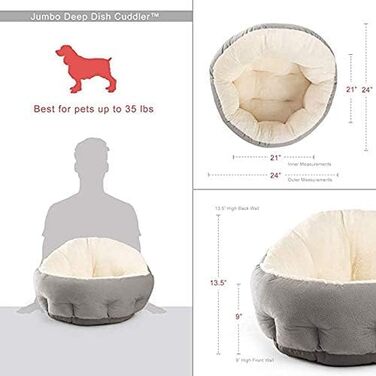 Крісло-ліжко для собак: зручне ліжко-гніздечко з високим бортом, сірого кольору, знімний та пральний чохол