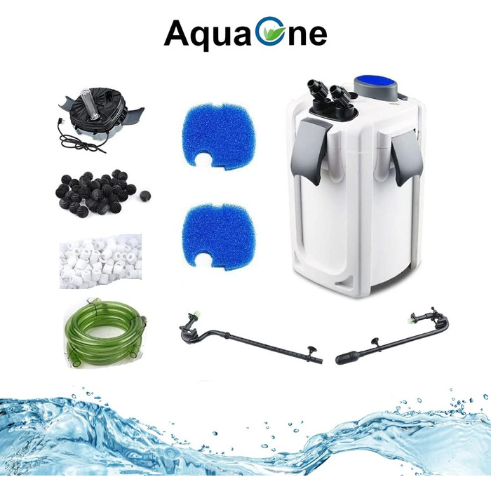Зовнішній акваріумний фільтр AquaOne HW-702B 1000 л/год з УФ-лампою 9 Вт для акваріумів до 400 л, для прісної та морської води