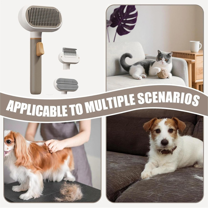 Щітка для тварин 3-в-1: для котів та собак, для догляду за шерстю, підходить для дому та офісу