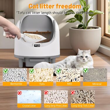 Автоматичний лоток для котів Katzenklo Selbstreinigend XXL 65L з керуванням через додаток, для 2+ котів, без запаху, з ситом