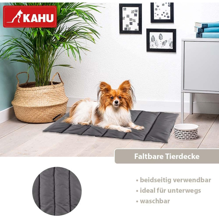 Кілим для собак KahU: Зручний килим для подорожей та дому • 70 x 100 см • Сірий/Верблюжий • Легкий, з можливістю прання