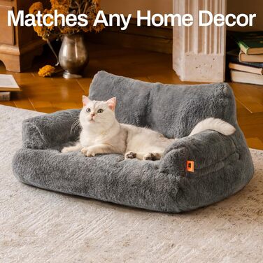 М'яке ліжко для котів та собак MEWOOFUN, зручне диван-ліжко, сіре, 66x48x33 см