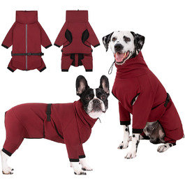 Водонепроникний теплий зимовий одяг для собак Cyponpy з капюшоном, з блискавкою, для собак, червоний, розмір S (довжина спини 31-35 см)