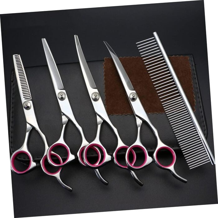 Ножиці для стрижки шерсті тварин Milisten - професійний набір для грумінгу собак та інших тварин. Срібний колір.