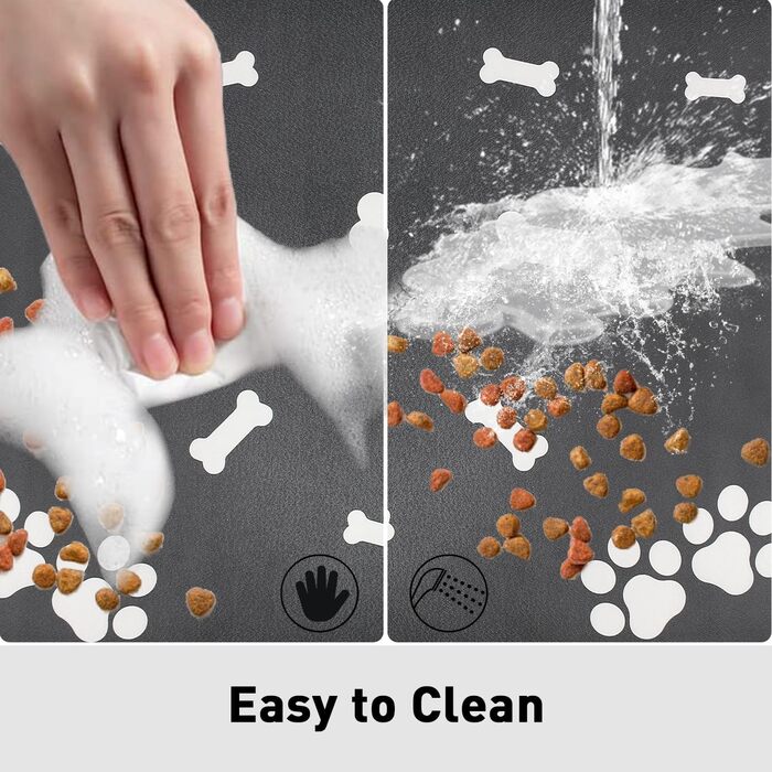 Нековзна килимок під миску для собак та котів Walant, швидковисихаючий, легко миється (темно-сірий)